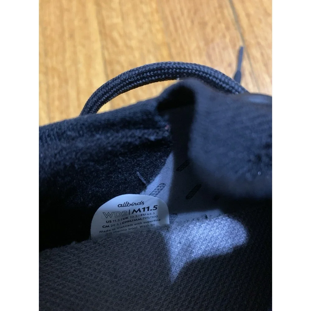 Allbirds Wool Dasher 2 Mizzles Mens Size 11.5 Black Athletic Running Shoes